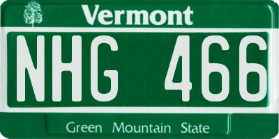 VT license plate NHG466