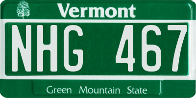 VT license plate NHG467