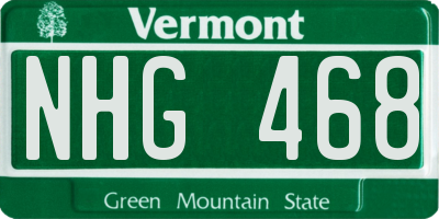 VT license plate NHG468