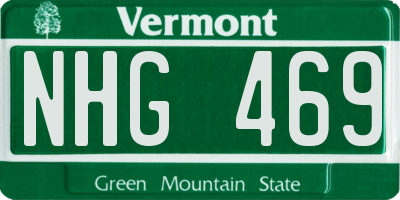 VT license plate NHG469