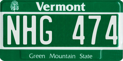 VT license plate NHG474