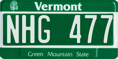 VT license plate NHG477