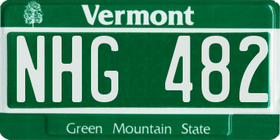 VT license plate NHG482