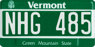 VT license plate NHG485