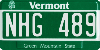 VT license plate NHG489