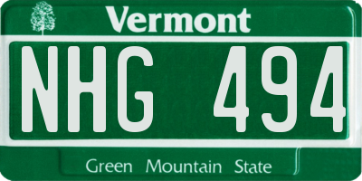 VT license plate NHG494