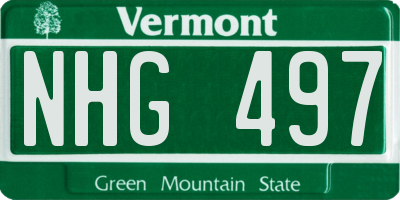 VT license plate NHG497