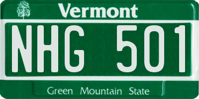 VT license plate NHG501
