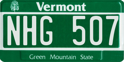 VT license plate NHG507
