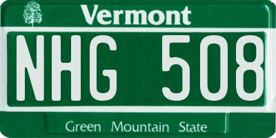 VT license plate NHG508