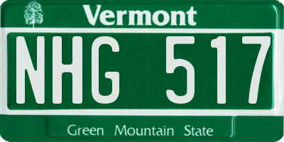 VT license plate NHG517