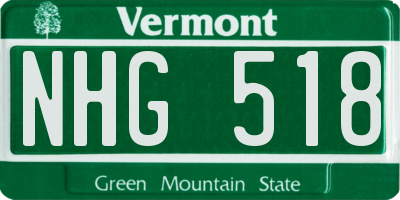 VT license plate NHG518