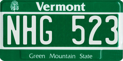 VT license plate NHG523