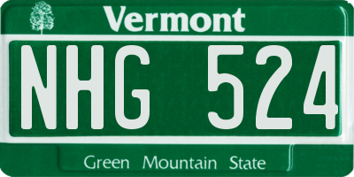 VT license plate NHG524
