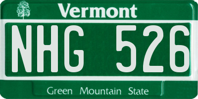 VT license plate NHG526