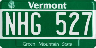 VT license plate NHG527
