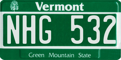 VT license plate NHG532