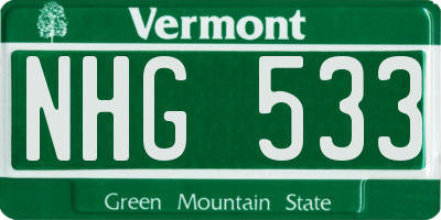 VT license plate NHG533