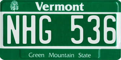 VT license plate NHG536