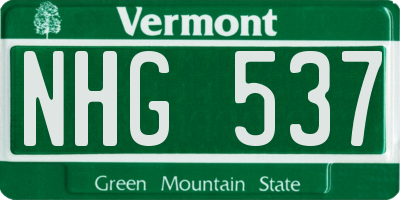 VT license plate NHG537