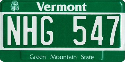 VT license plate NHG547