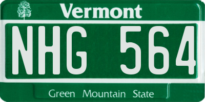 VT license plate NHG564