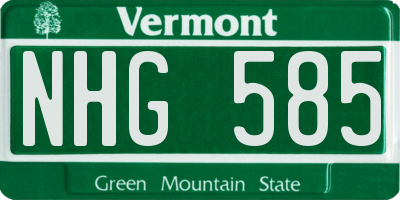 VT license plate NHG585