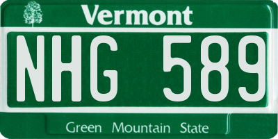 VT license plate NHG589