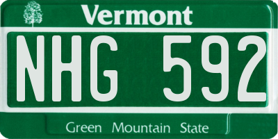 VT license plate NHG592