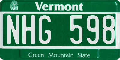 VT license plate NHG598