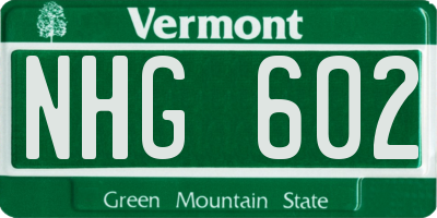 VT license plate NHG602