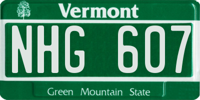 VT license plate NHG607