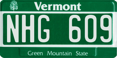 VT license plate NHG609