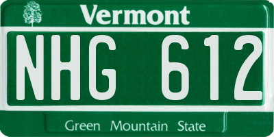 VT license plate NHG612