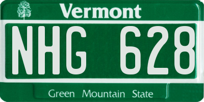 VT license plate NHG628