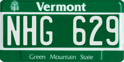VT license plate NHG629