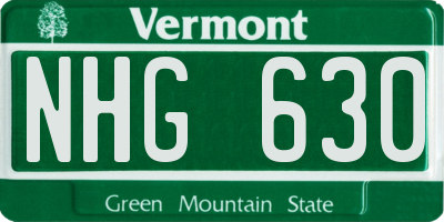 VT license plate NHG630