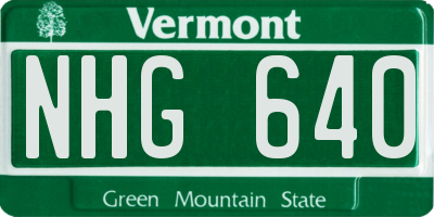 VT license plate NHG640