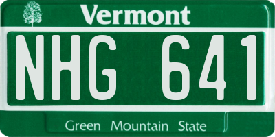VT license plate NHG641