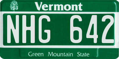 VT license plate NHG642