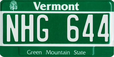 VT license plate NHG644