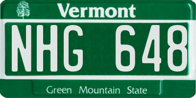 VT license plate NHG648