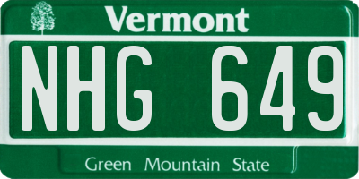 VT license plate NHG649