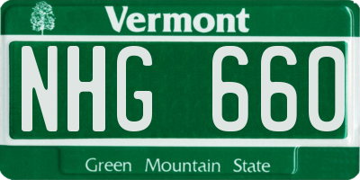 VT license plate NHG660