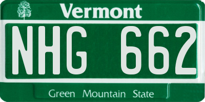 VT license plate NHG662