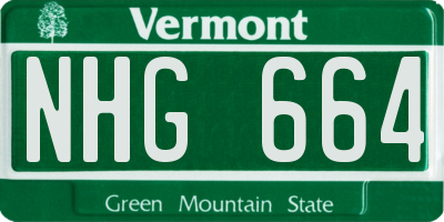 VT license plate NHG664