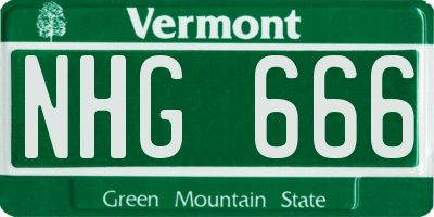 VT license plate NHG666
