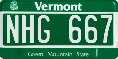 VT license plate NHG667