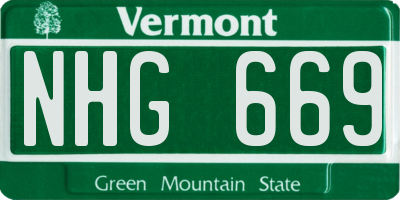 VT license plate NHG669