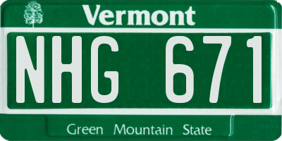 VT license plate NHG671